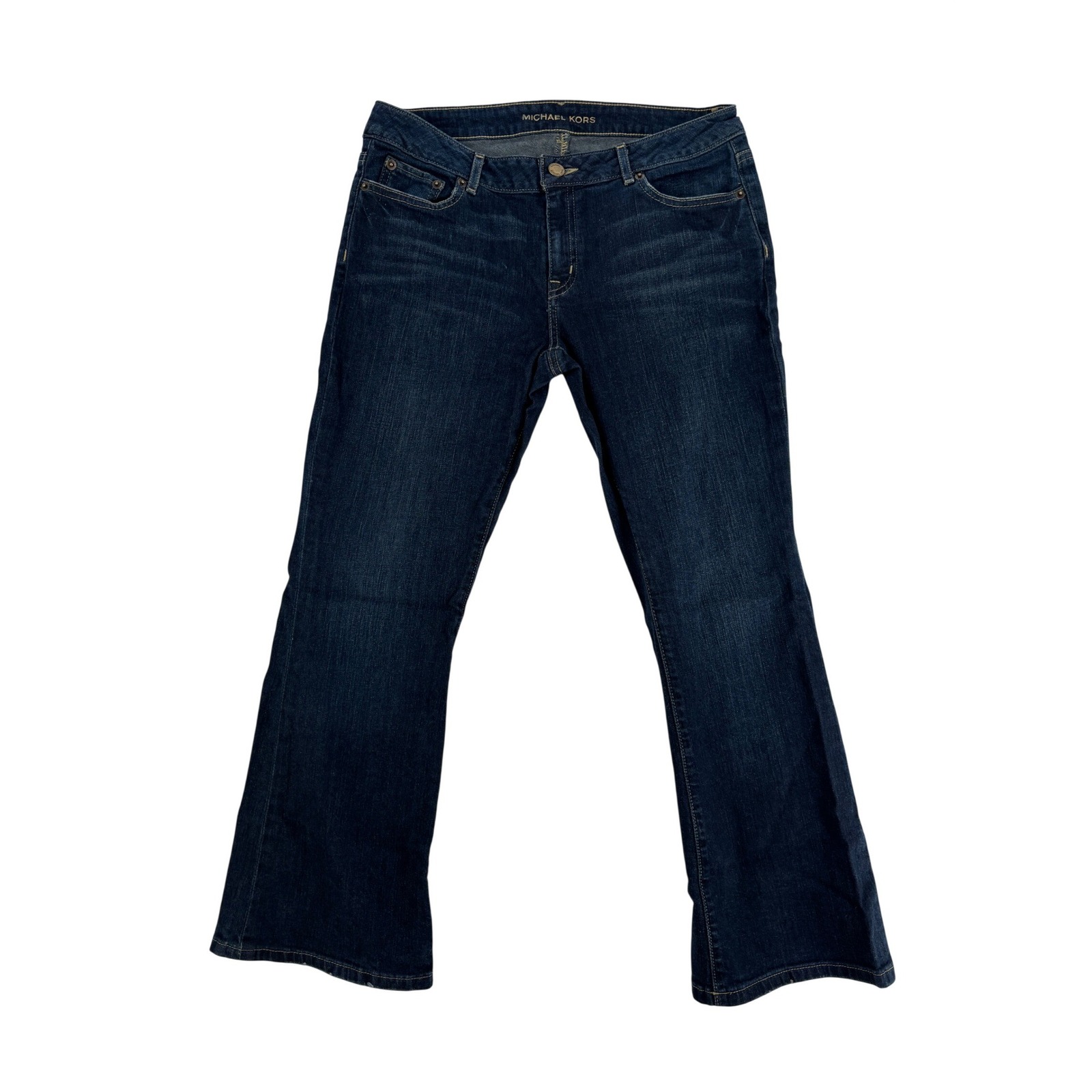 Michael Kors Jeans Womens 8p/S Flared Dark Wash Denim Blue Flare Stretch
